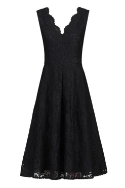 Scalloped Lace Prom Bridesmaid Dress, Black