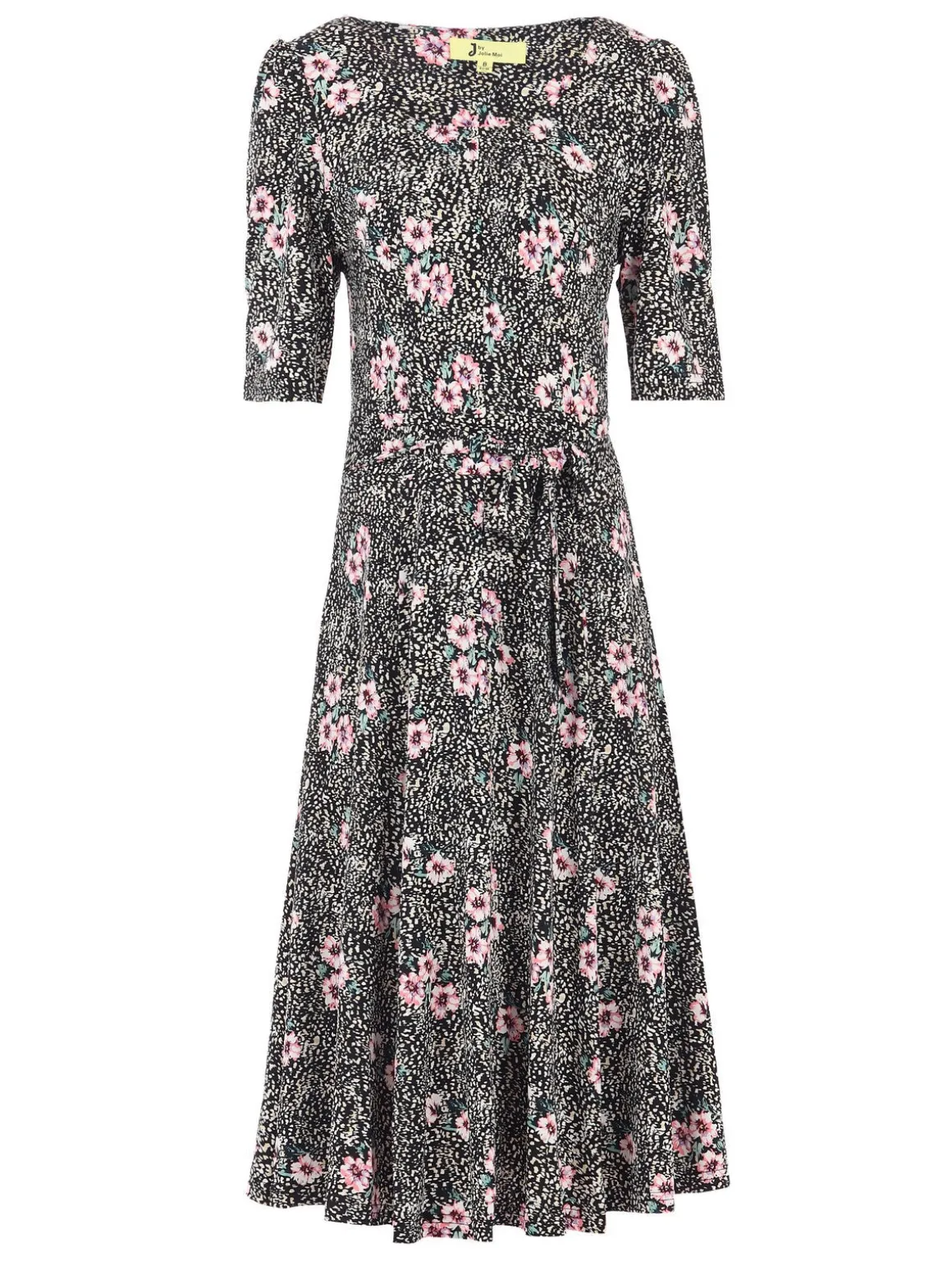 Scoop Neck Swing Jersey Dress, Floral Multi