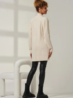 Shawl Collar Check Knit Cardigan, Beige Heather