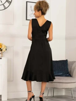 Sherlyn Wrap Flounce Hem Dress, Black