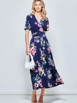 Sherya Jersey Angel Sleeve Maxi Dress, Floral Multi