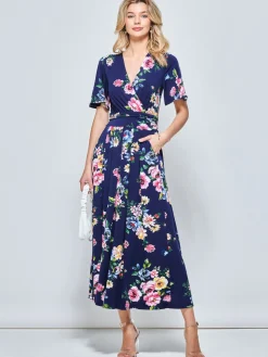 Sherya Jersey Angel Sleeve Maxi Dress, Floral Multi
