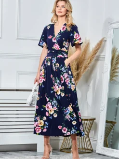 Sherya Jersey Angel Sleeve Maxi Dress, Floral Multi