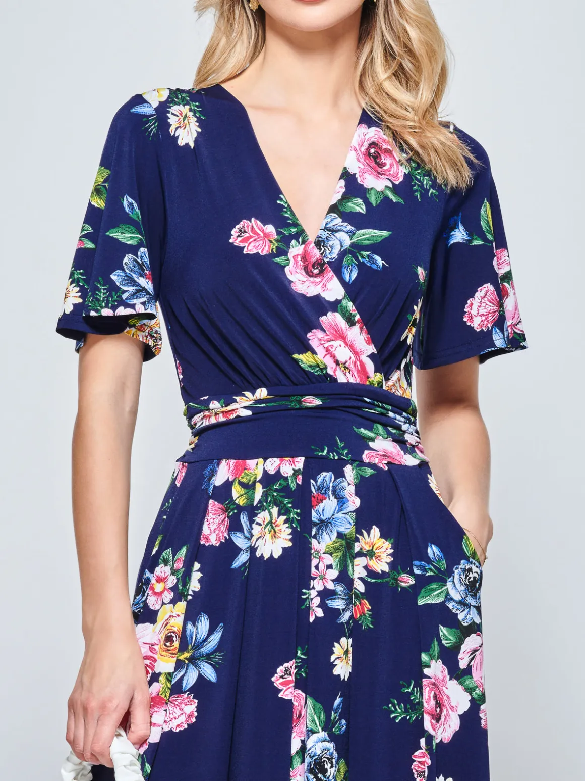 Sherya Jersey Angel Sleeve Maxi Dress, Floral Multi