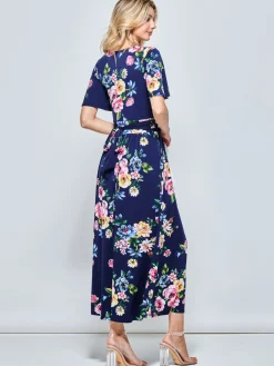 Sherya Jersey Angel Sleeve Maxi Dress, Floral Multi