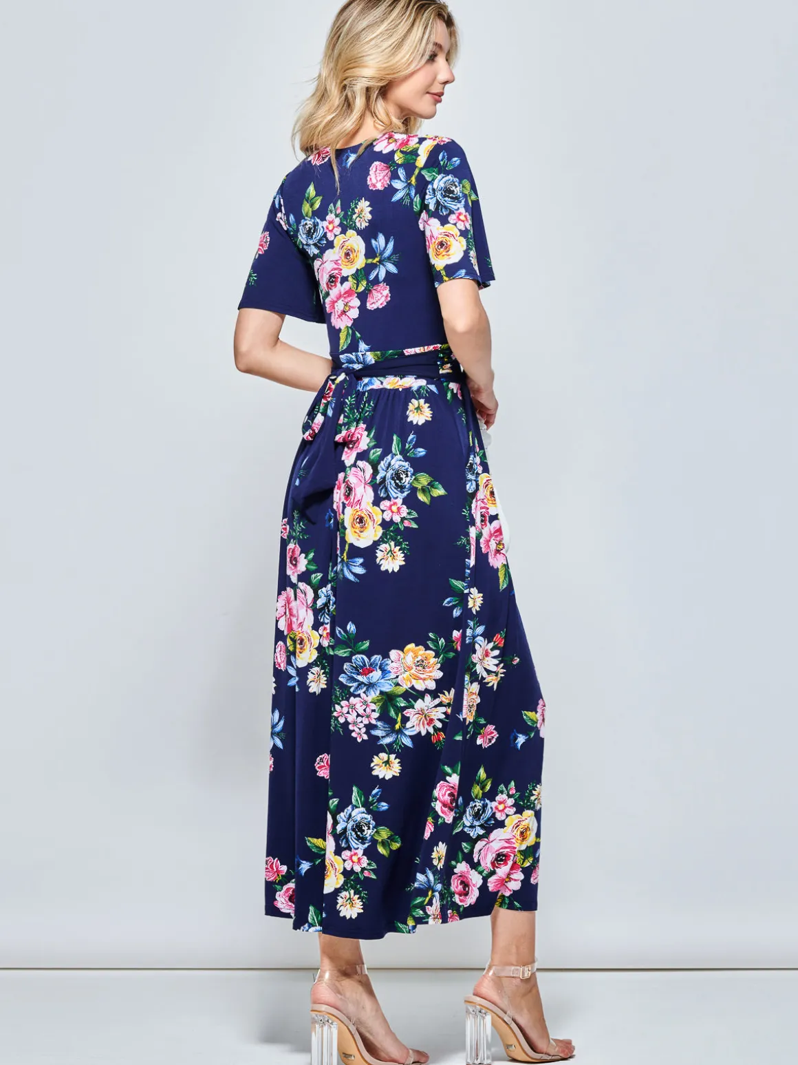 Sherya Jersey Angel Sleeve Maxi Dress, Floral Multi