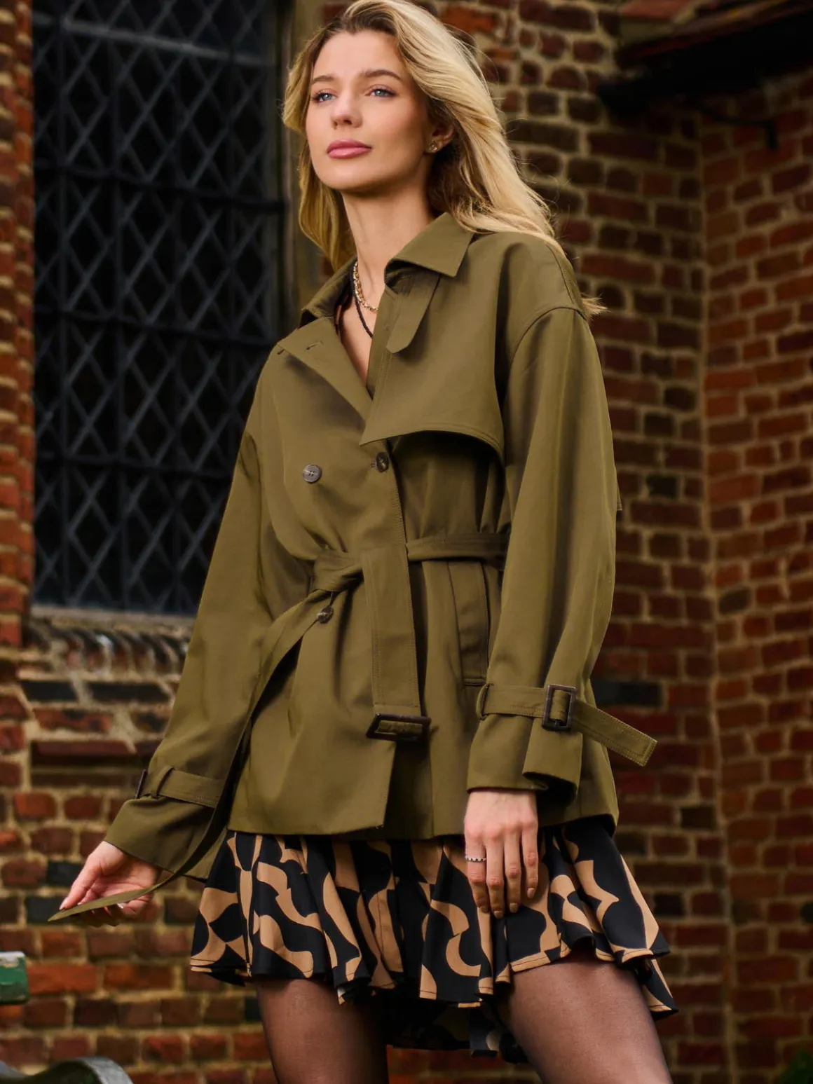 Short Trench Coat, Khaki