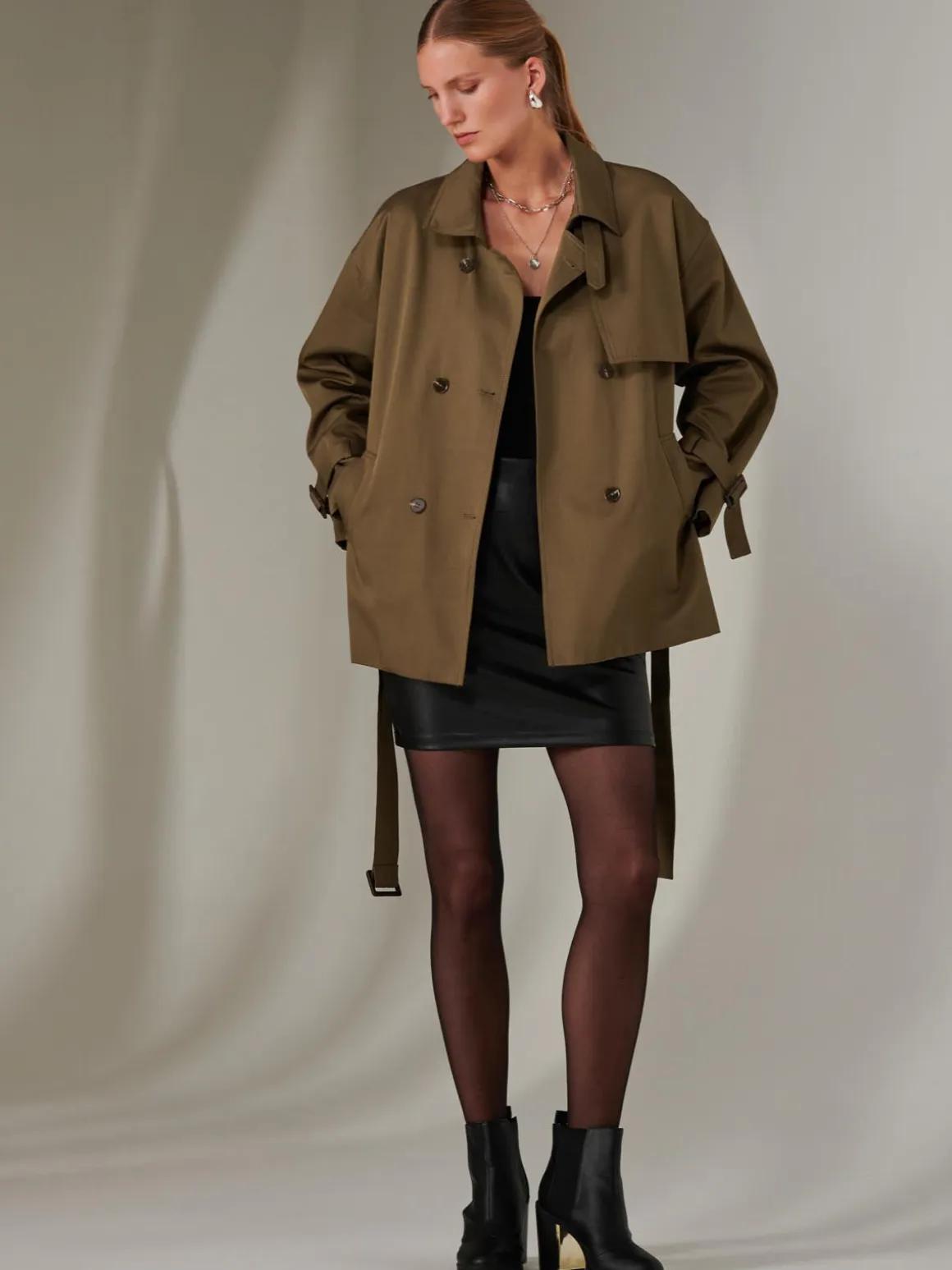 Short Trench Coat, Khaki