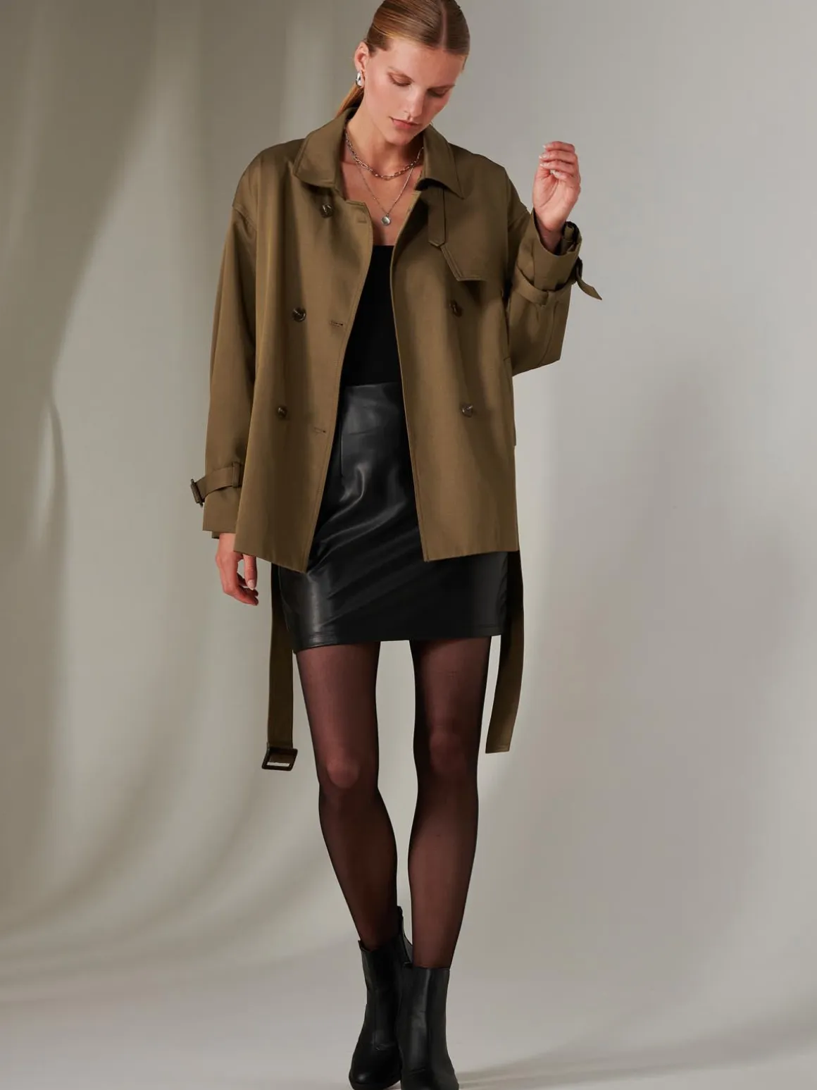 Short Trench Coat, Khaki