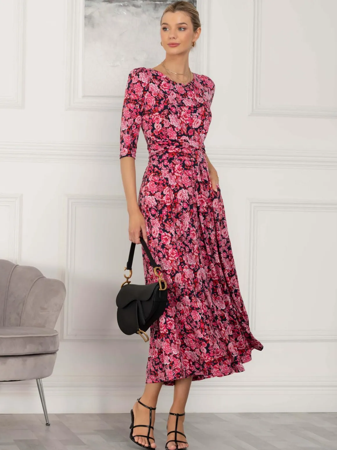 Sienna 3/4 Sleeve Maxi Dress, Floral Multi