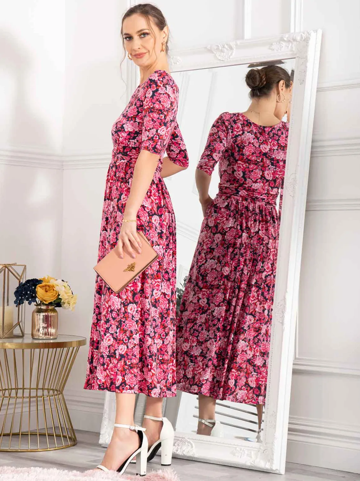 Sienna 3/4 Sleeve Maxi Dress, Floral Multi
