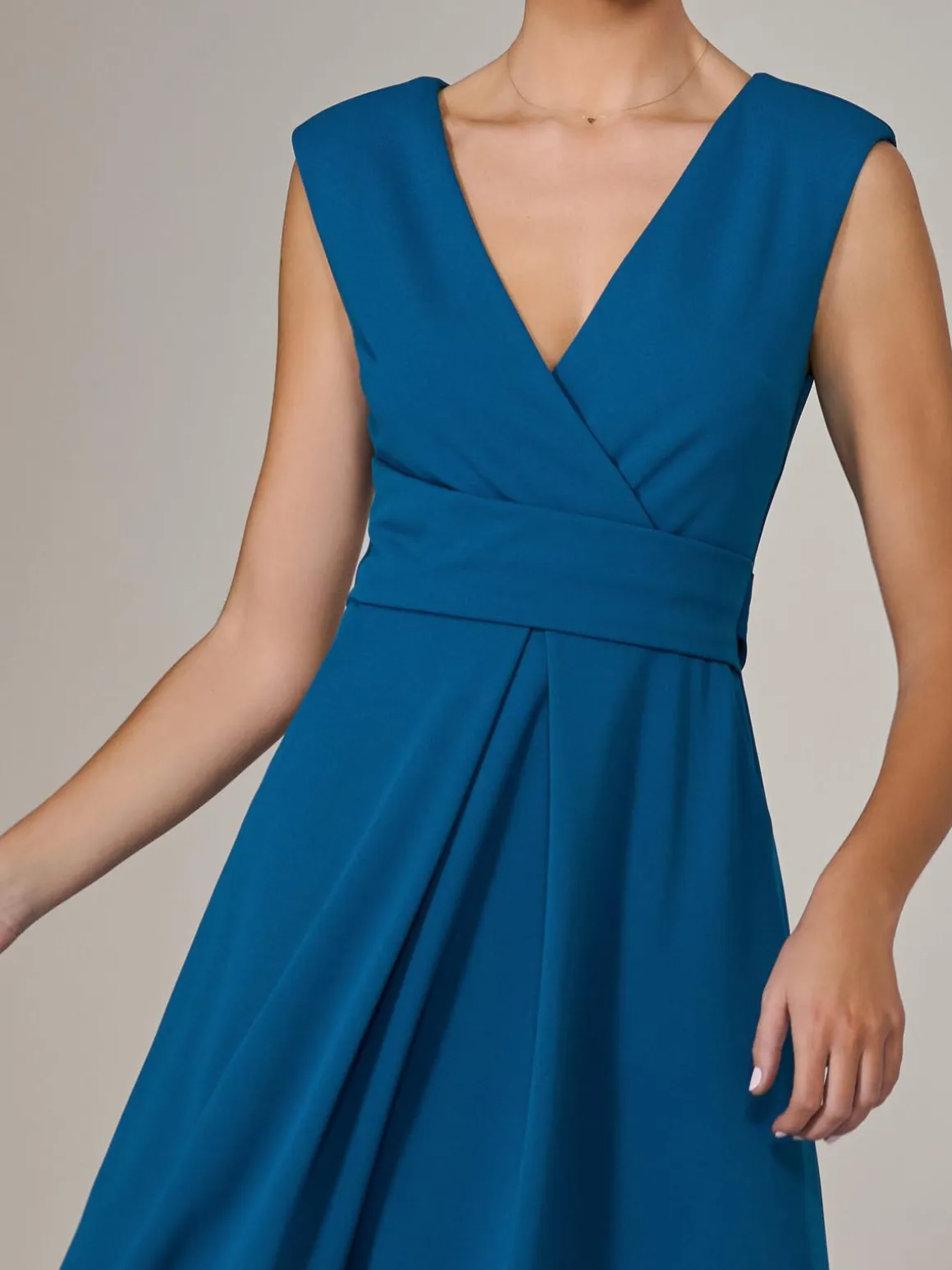 Sleeveless Tie Waist Midi Dress, Teal