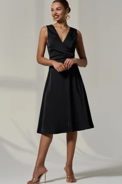 Sleeveless Waist Detail Midi Dress, Black