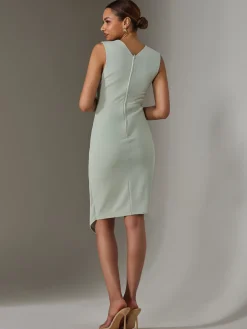 Sleeveless Wrap Front Midi Dress, Light Green