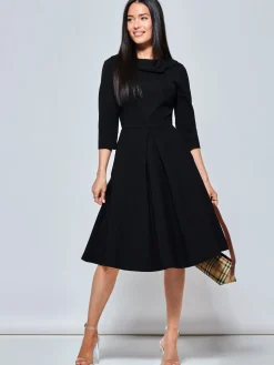 3/4 Sleeve Midi Dress, Black