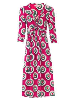 3/4 Sleeve Twisted Knot Jersey Dress, Plum