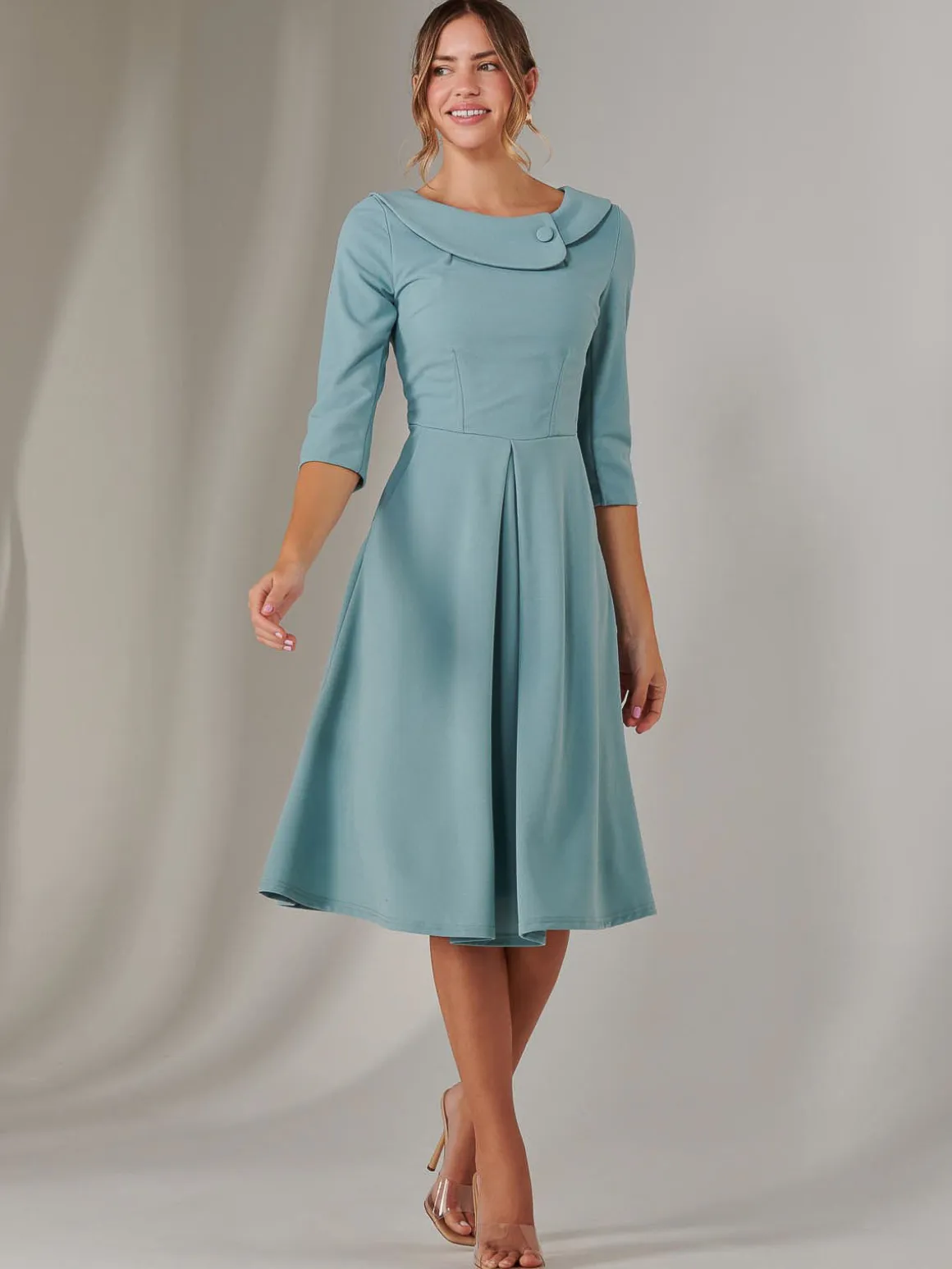 Sloan 3/4 Sleeve Midi Dress, Duck Egg Blue
