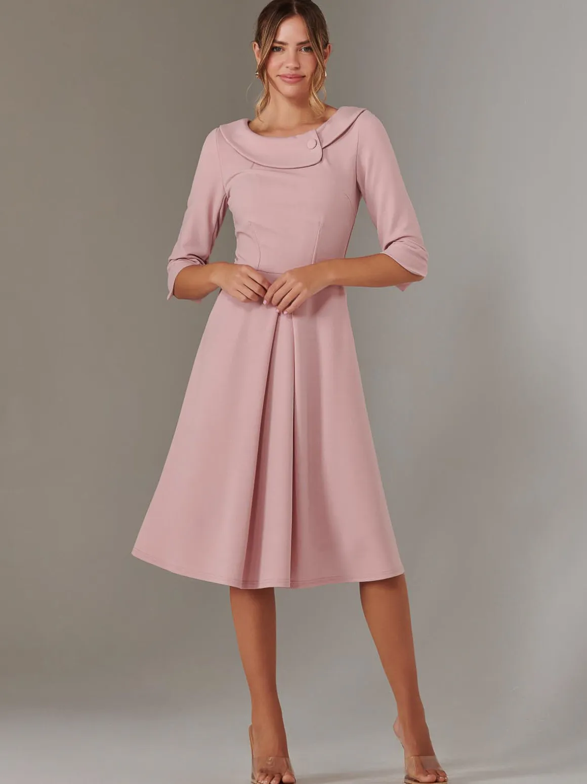 Sloan 3/4 Sleeve Midi Dress, Dusty Pink