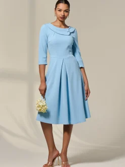 Sloan 3/4 Sleeve Midi Dress, Light Blue