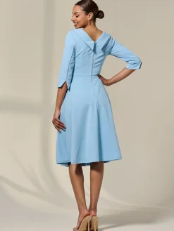 Sloan 3/4 Sleeve Midi Dress, Light Blue