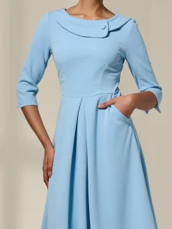 Sloan 3/4 Sleeve Midi Dress, Light Blue