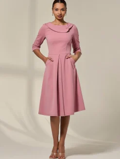 Sloan 3/4 Sleeve Midi Dress, Mauve Pink