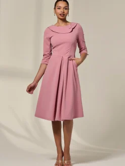 Sloan 3/4 Sleeve Midi Dress, Mauve Pink