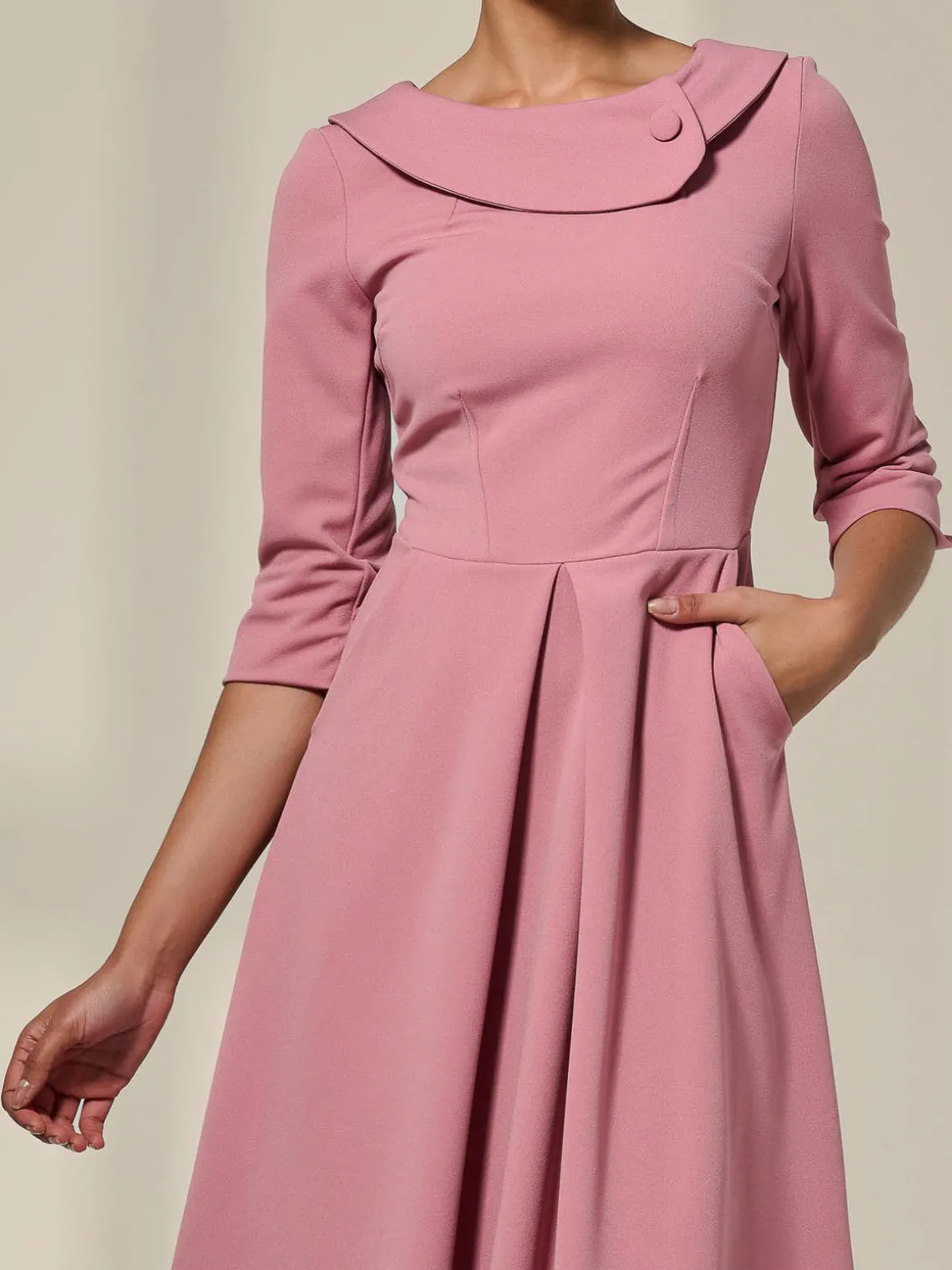 Sloan 3/4 Sleeve Midi Dress, Mauve Pink