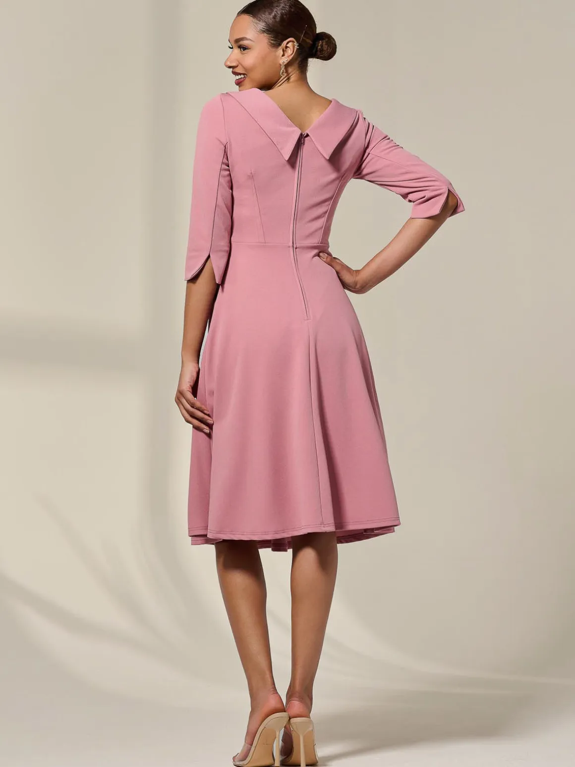 Sloan 3/4 Sleeve Midi Dress, Mauve Pink