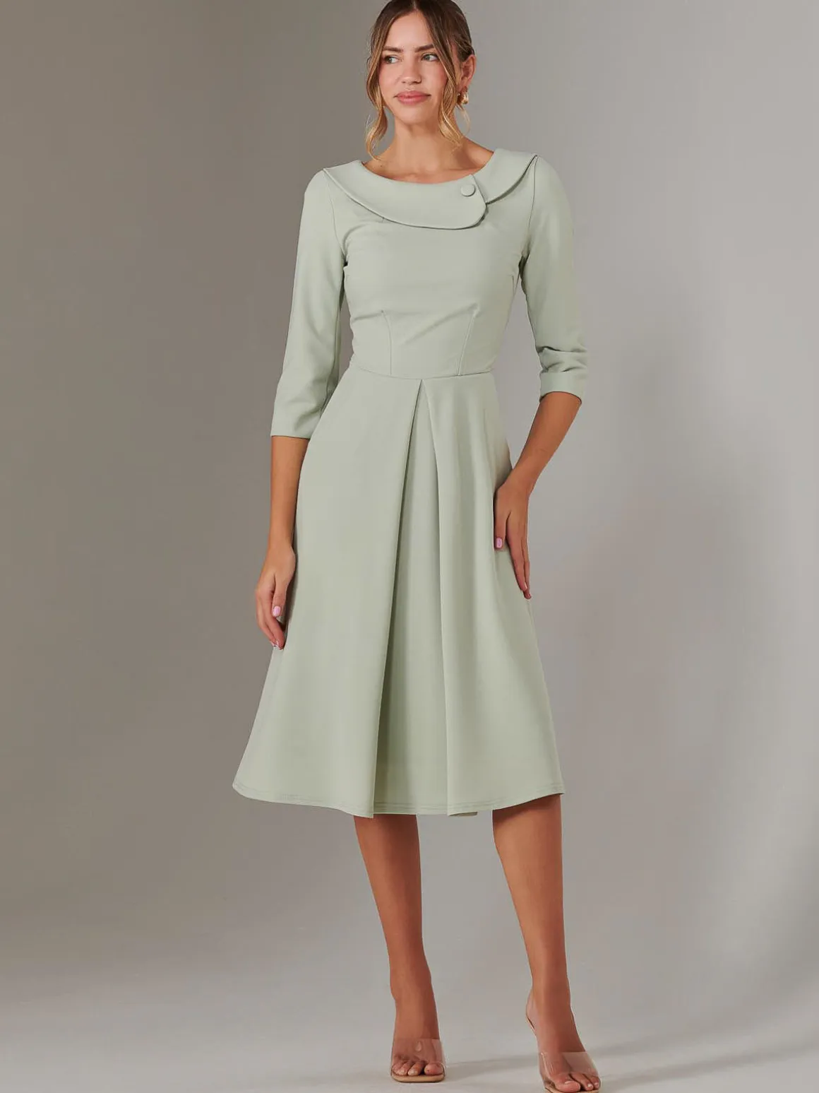 Sloan 3/4 Sleeve Midi Dress, Sage Green