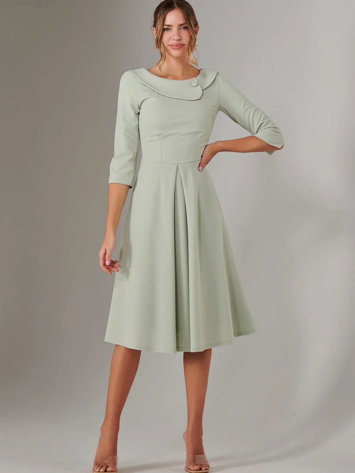 Sloan 3/4 Sleeve Midi Dress, Sage Green