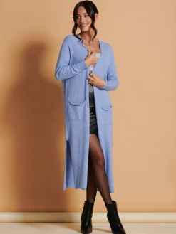 Soft Knit Longline Maxi Cardigan, Grapemist