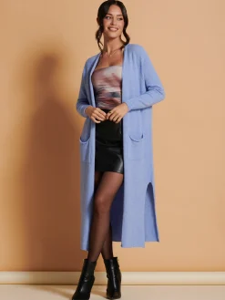 Soft Knit Longline Maxi Cardigan, Grapemist
