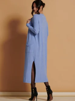 Soft Knit Longline Maxi Cardigan, Grapemist