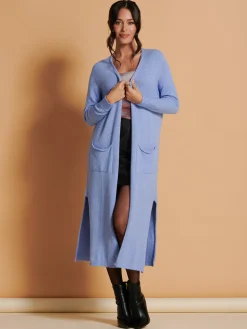 Soft Knit Longline Maxi Cardigan, Grapemist
