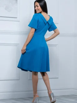 Sophia Button Collar Dress, Royal Blue