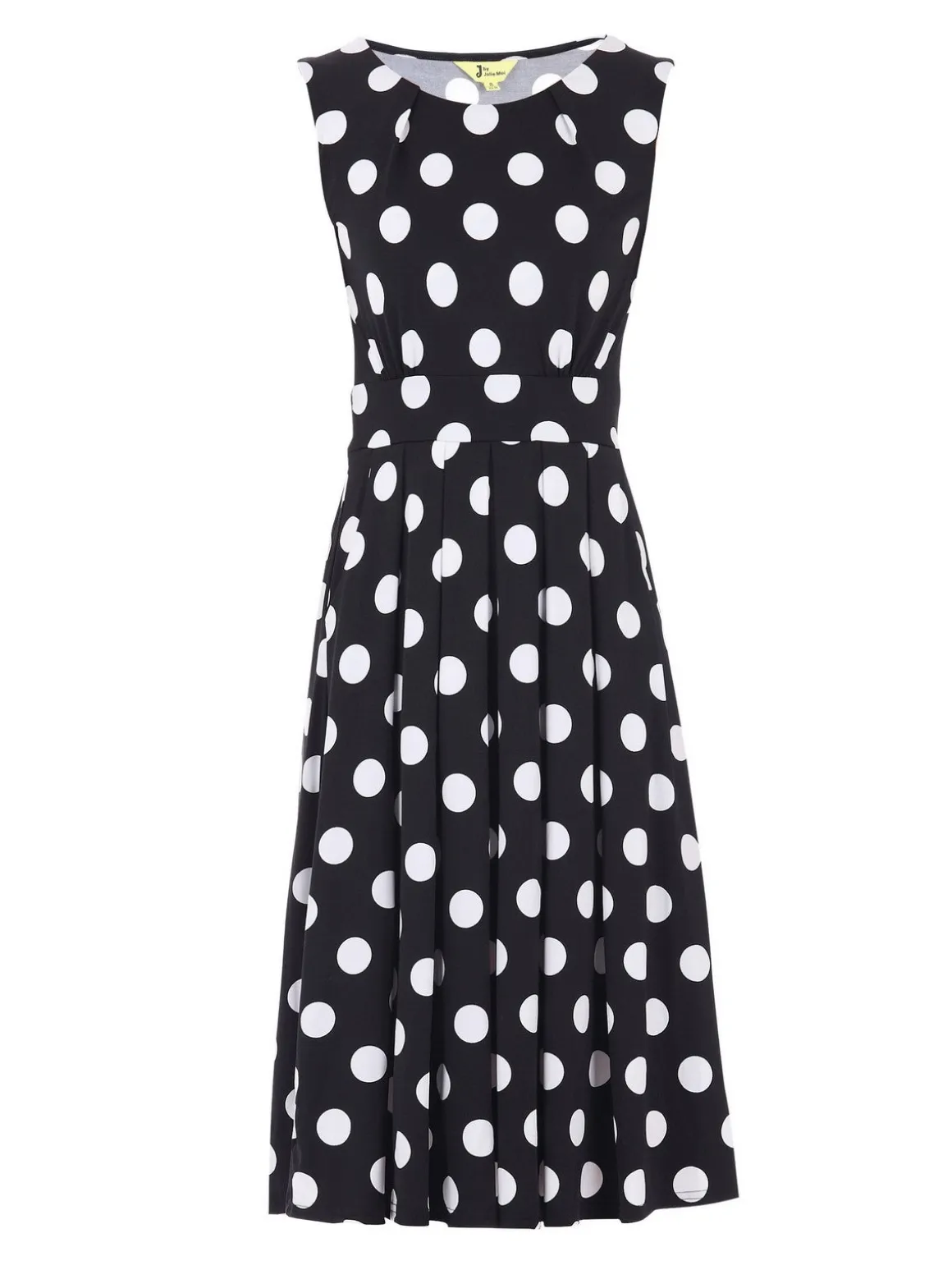 Spotty Printed Round Neck Jersey Dress, Black Spot