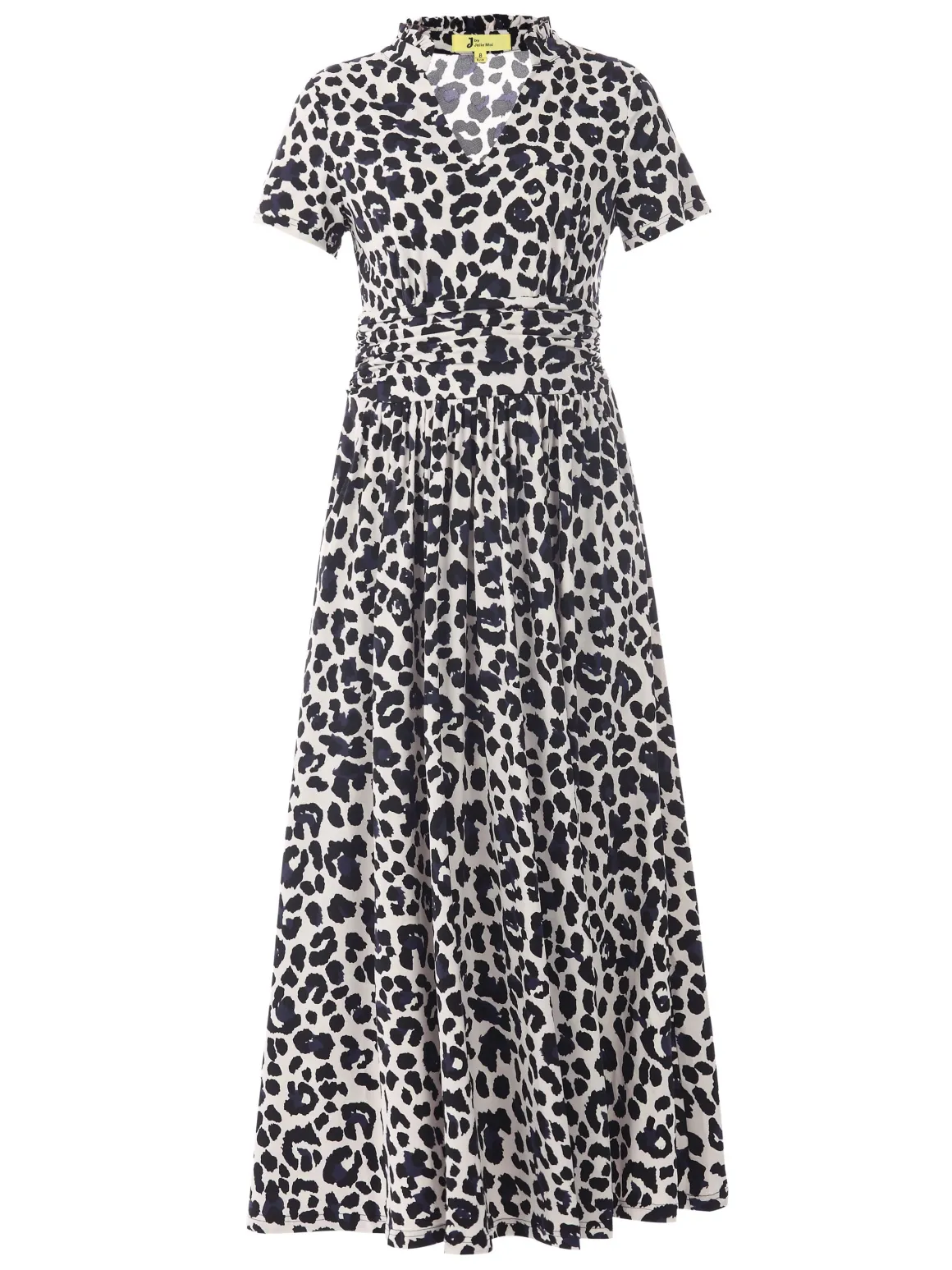 Stand Collar V Neck Print Maxi Dress, Pink Animal