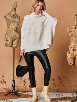 Star Front Roll Neck Knit Jumper, Oatmeal