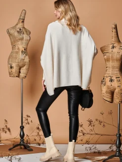 Star Front Roll Neck Knit Jumper, Oatmeal