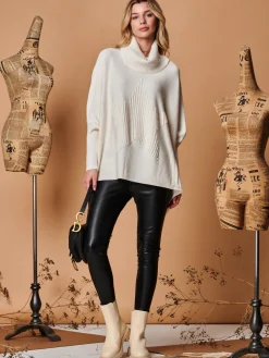 Star Front Roll Neck Knit Jumper, Oatmeal