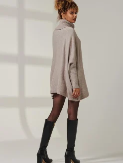 Star Front Roll Neck Knit Jumper, Taupe