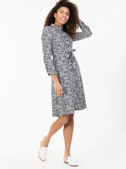 Susan Fit & Flare Shirt Dress , Black Animal
