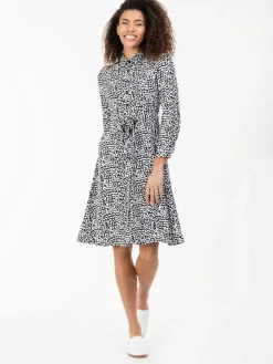 Susan Fit & Flare Shirt Dress , Black Animal