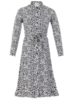 Susan Fit & Flare Shirt Dress , Black Animal
