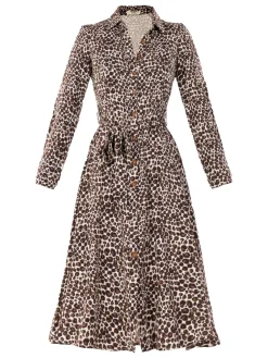 Susan Fit & Flare Shirt Dress , Brown Animal