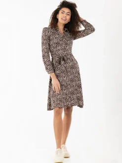 Susan Fit & Flare Shirt Dress , Brown Animal