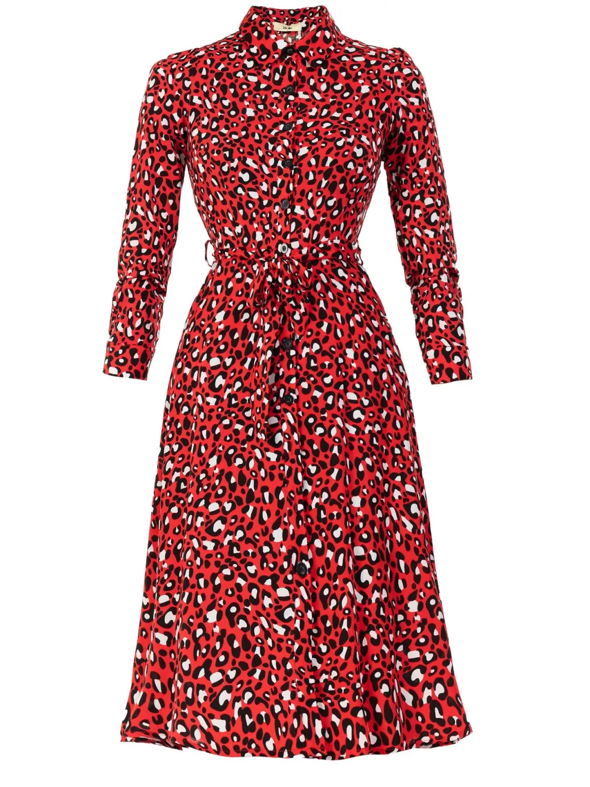 Susan Fit & Flare Shirt Dress , Red Animal