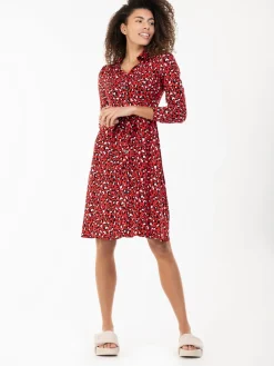 Susan Fit & Flare Shirt Dress , Red Animal