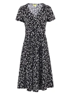 Sweetheart Neck Swing Dress, Black/White
